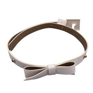 Kate Spade New York Women's Genuine Leather Bow Belt Medium Off White